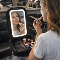 Estuche Cosmetiquero Portatil Espejo Integrado Luz Led Recargable