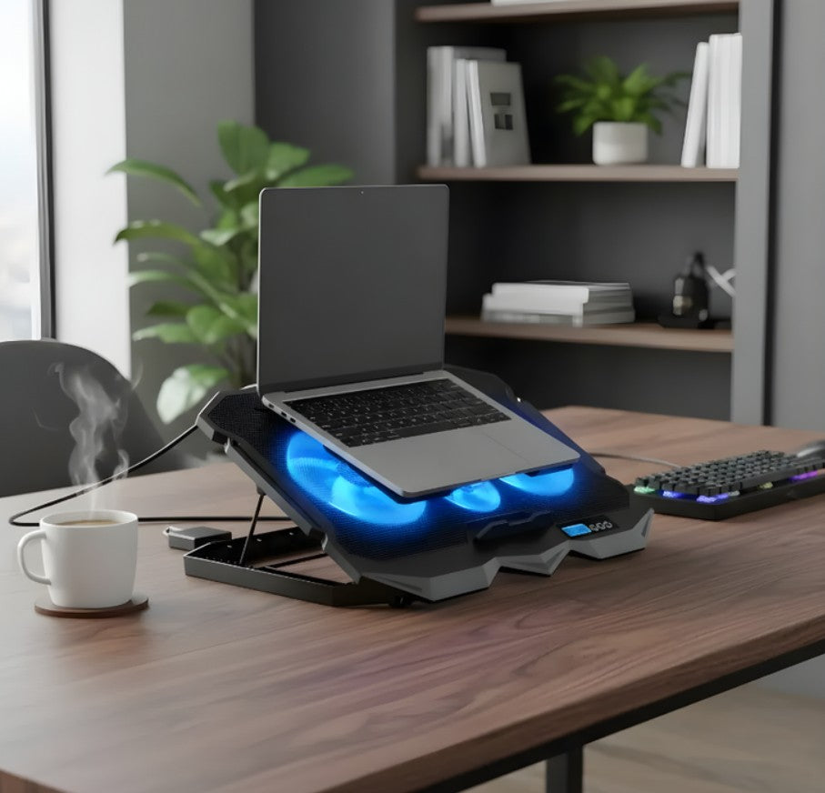 Base Enfriadora Laptop Gamer 4 Ventiladores Pantalla Lcd Led