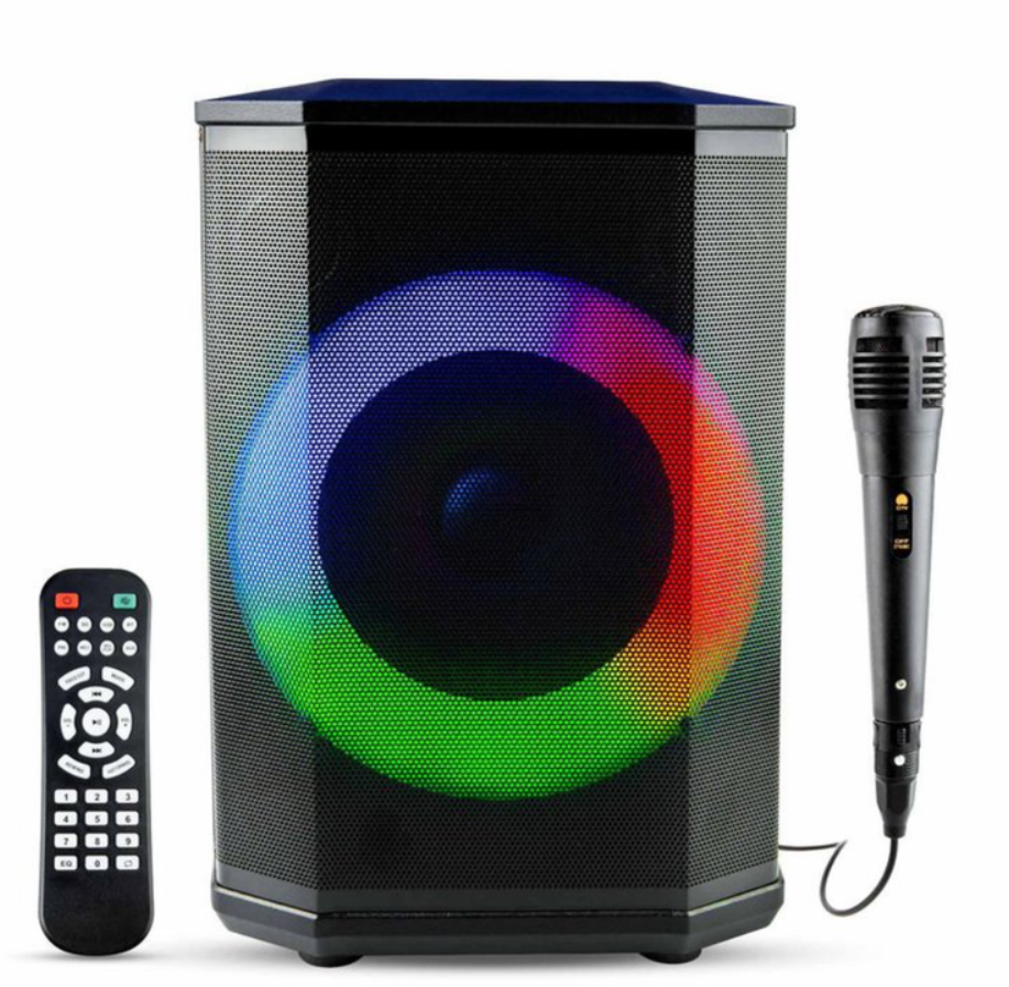 Parlante Bluetooth 8 Pulgadas Recargable Luces Rgb Fm Usb Negro 110v