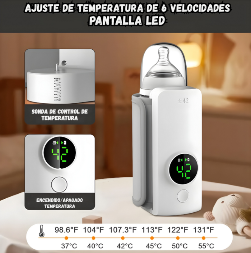 Calentador De Biberon Portatil Inalambrico Recargable Blanco