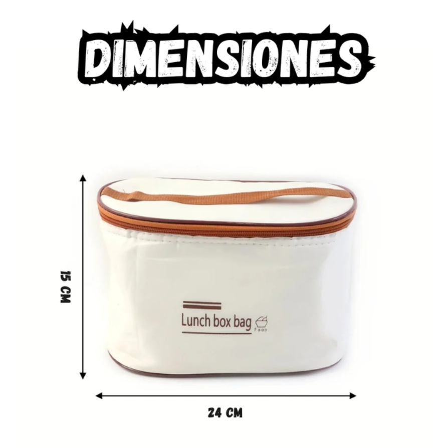 Set Lonchera Térmica con 4 Recipientes Herméticos Bolsa Portátil