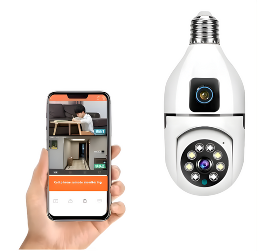 Camara De Seguridad Doble Lente Tipo Bombillo Wifi V380 Pro