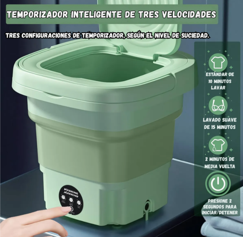 Mini Lavadora Portátil Plegable Práctica y Fácil de Transportar 9Lts