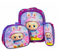 Maleta Infantil Rosada  Alumbrado Lonchera y Cartuchera