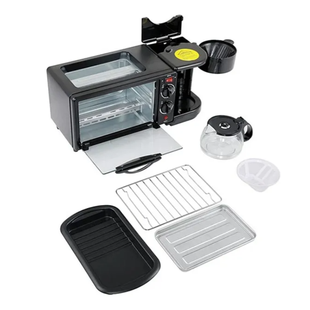 Horno Eléctrico Tostador Sokany Cafetera Parrilla 3 En 1