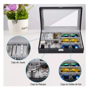 Organizador Relojes Gafas Joyero Estuche Caja 6+3 Espacios