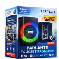 Parlante Bluetooth 8 Pulgadas Recargable Luces Rgb Fm Usb Negro 110v