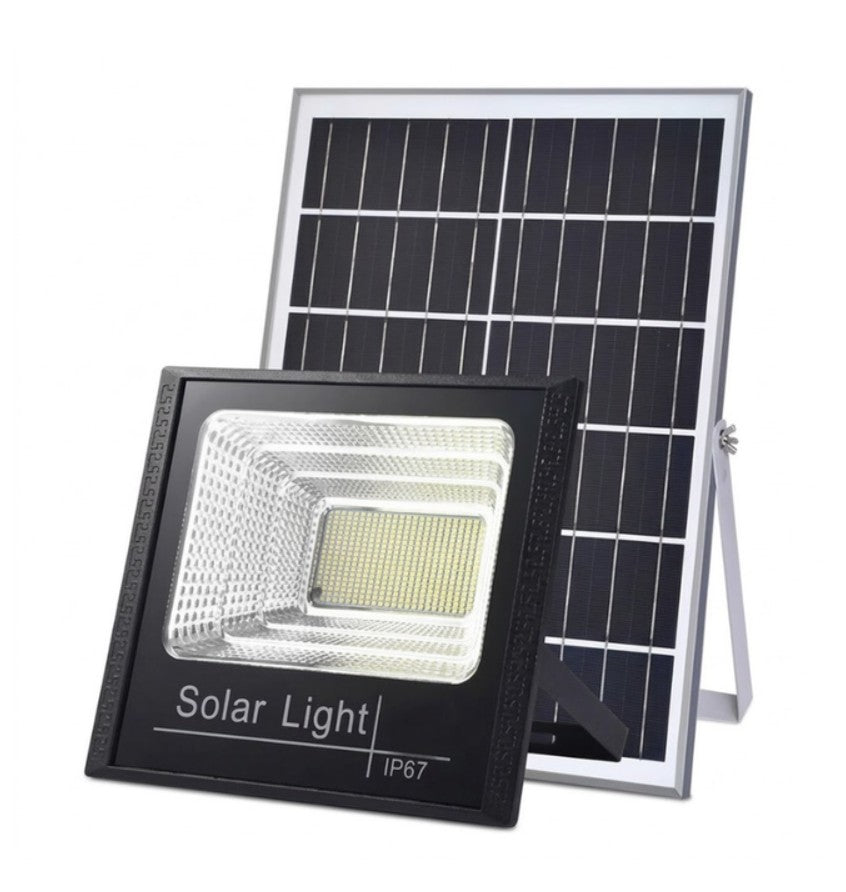 "Reflector Solar Led Jortan 1200w Ip67 Exterior Kit Con Panel 6v Gris Oscuro Blanco Frío "