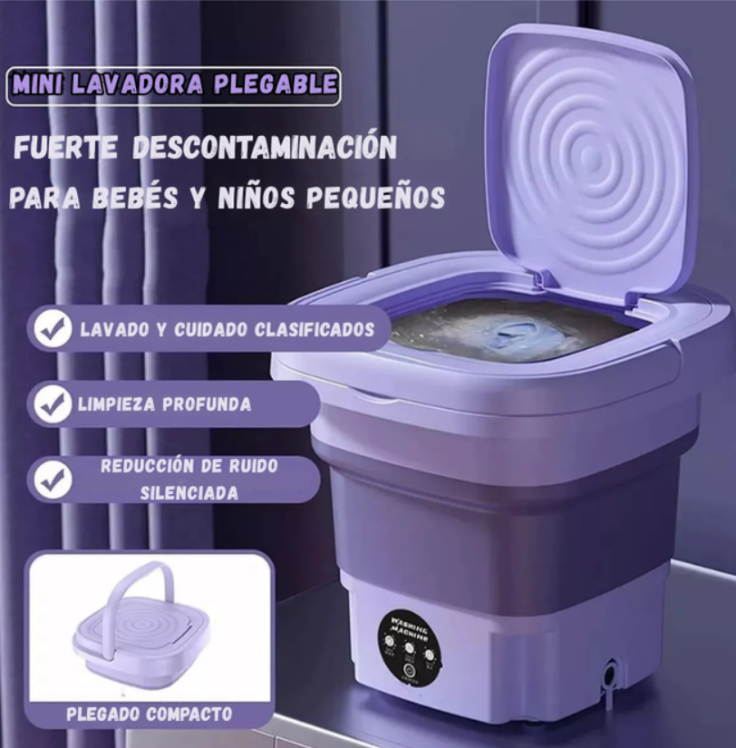 Mini Lavadora Portátil Plegable Práctica y Fácil de Transportar 9Lts