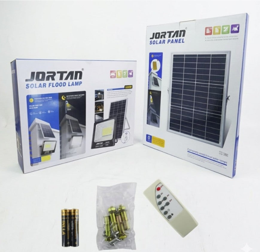 "Reflector Solar Led Jortan 1200w Ip67 Exterior Kit Con Panel 6v Gris Oscuro Blanco Frío "