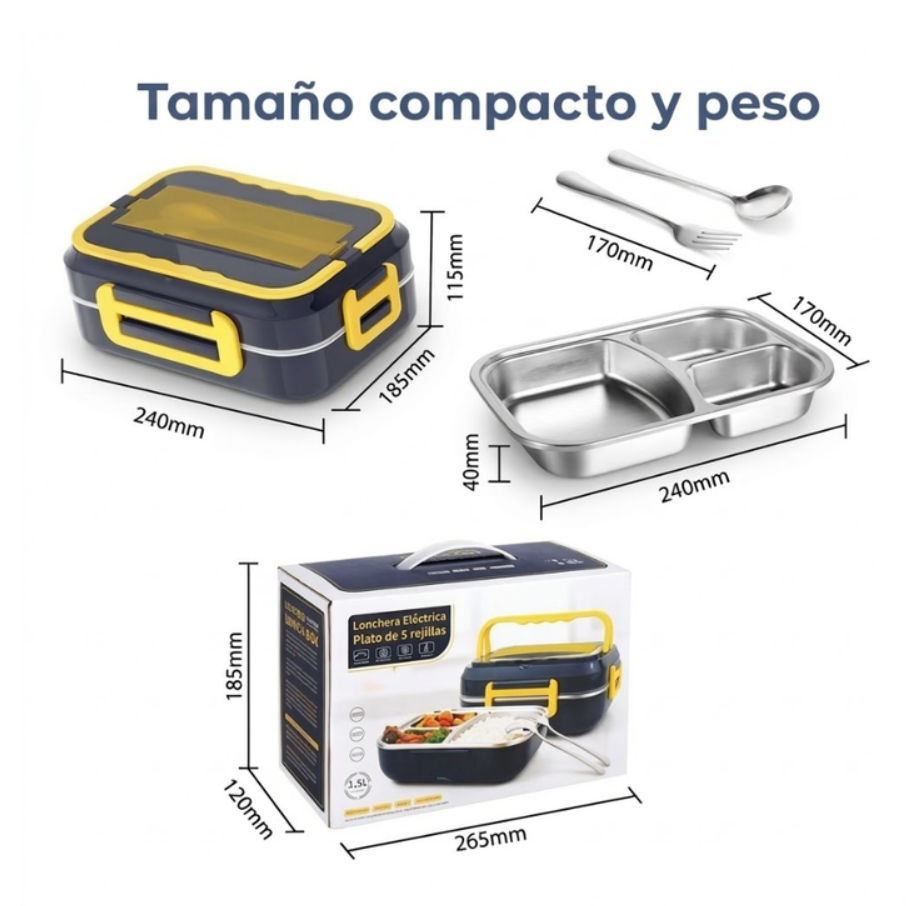 Lonchera Eléctrica Para Carro Y Oficina Porta Comida 110V 12v