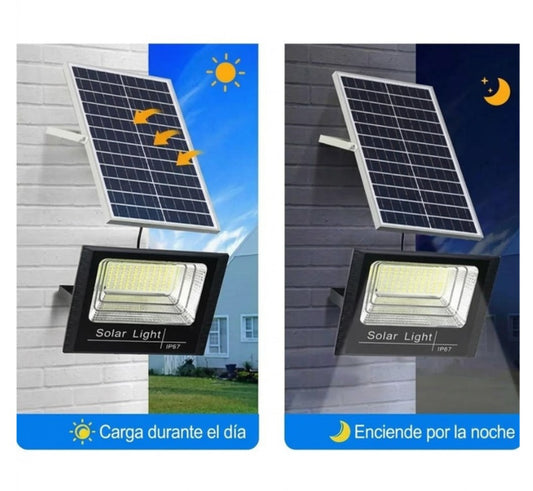 "Reflector Solar Led Jortan 1200w Ip67 Exterior Kit Con Panel 6v Gris Oscuro Blanco Frío "