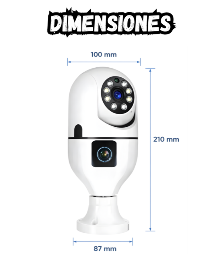 Camara De Seguridad Doble Lente Tipo Bombillo Wifi V380 Pro