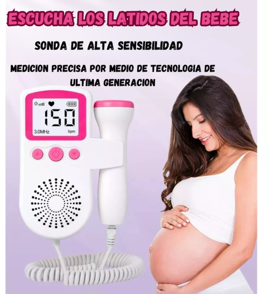 Pulsómetro Doppler Para Bebés Y Embarazadas Color Azul- Rosa