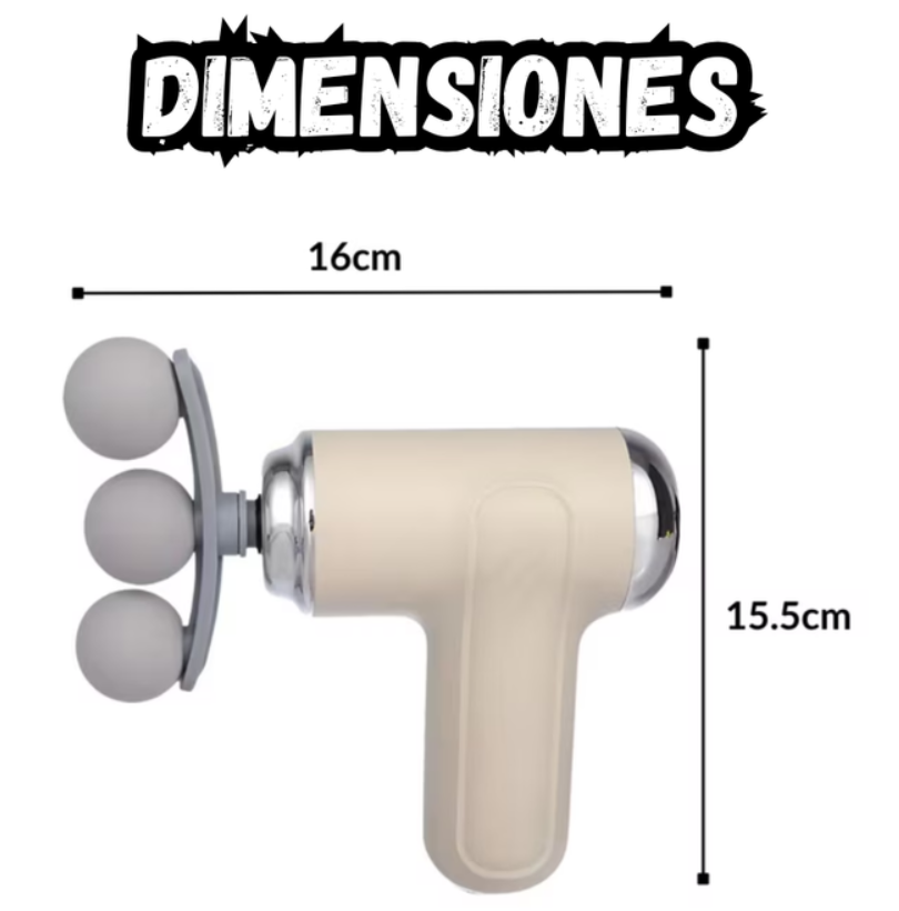 Masajeador Muscular Electrico Gun Tipo Pistola 3 Cabezales  LM-130