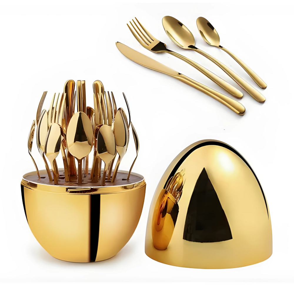 Juego De Cubiertos 24pcs Acero Inoxidable Estuche Huevo