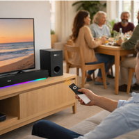 Barra de Sonido Bluetooth con Subwoofer Potente Luces LED RGB