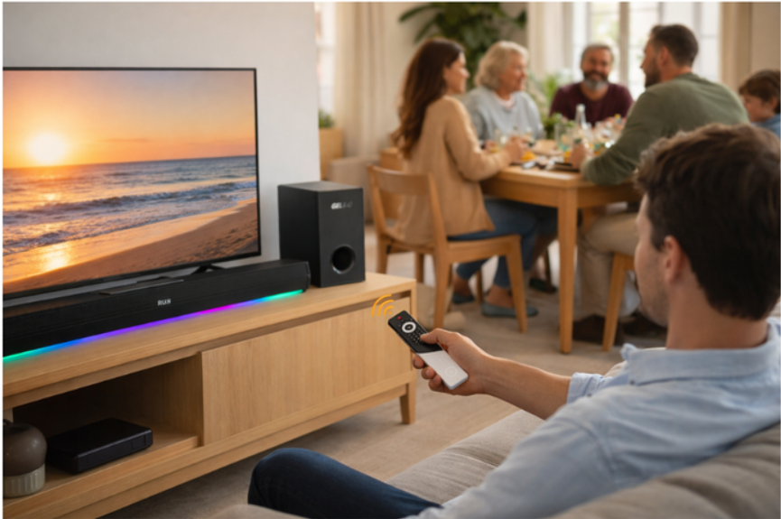 Barra de Sonido Bluetooth con Subwoofer Potente Luces LED RGB