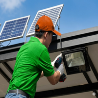 Reflector Solar Led Jortan 200w Ip66 Exterior Con Panel