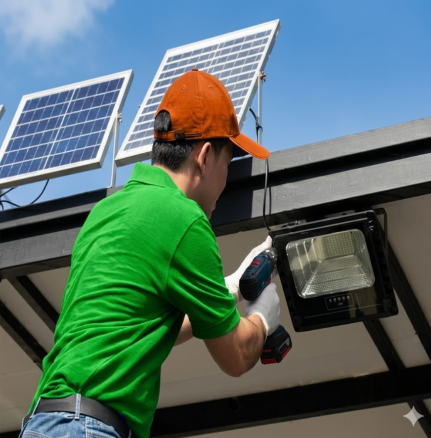 Reflector Solar Led Jortan 200w Ip66 Exterior Con Panel