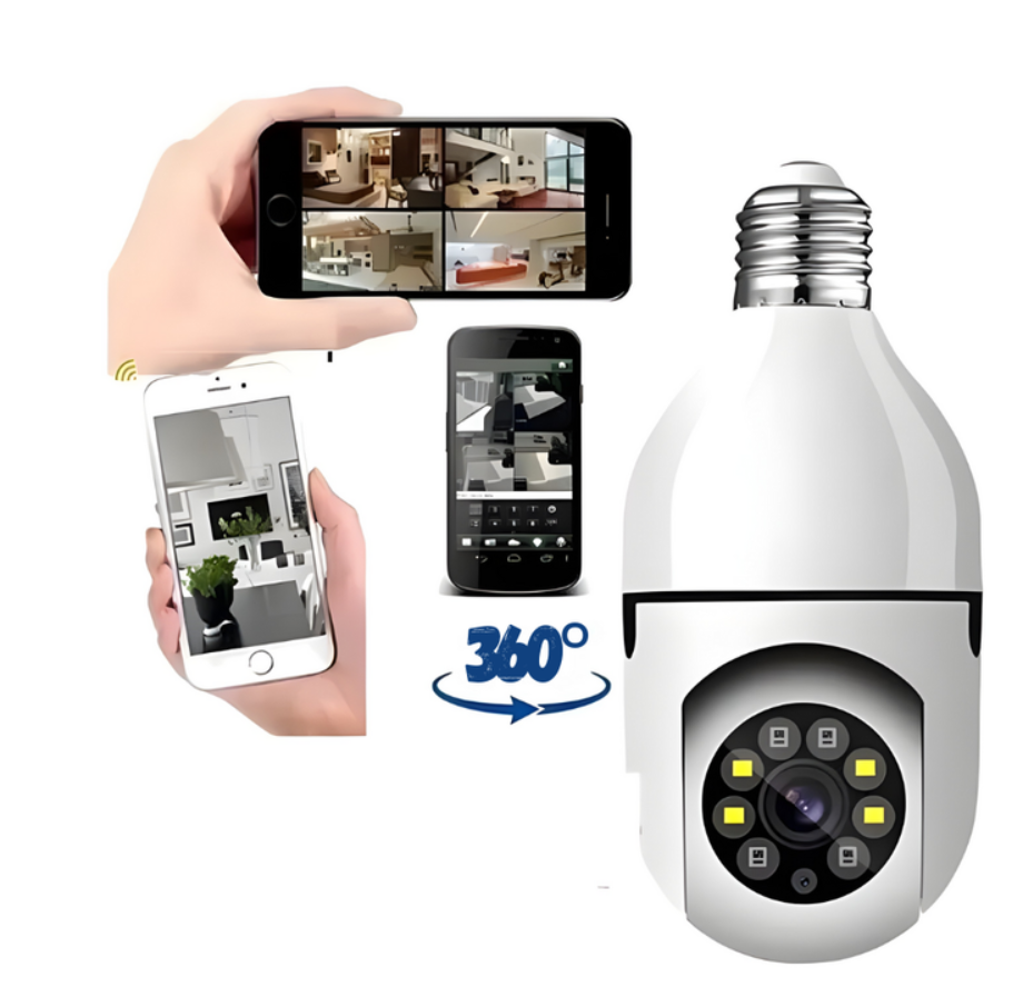 Camara Vigilancia Interior Tipo Bombillo Inteligente Vision Nocturna