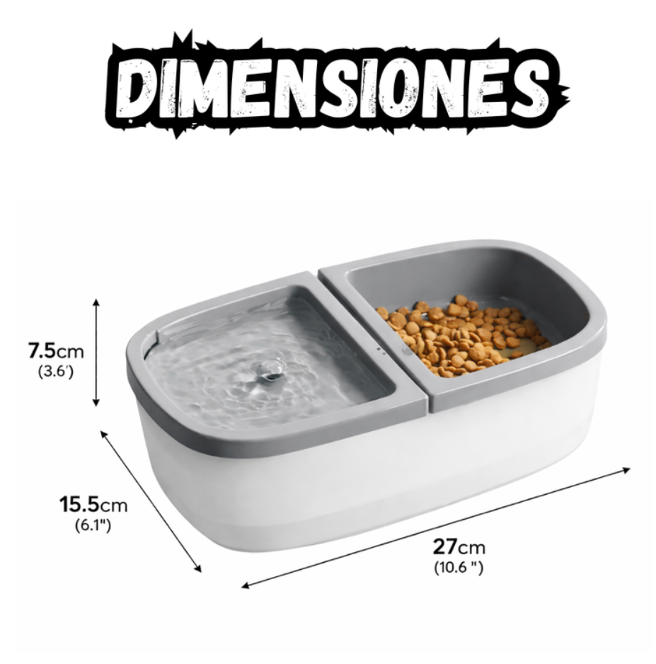 Dispensador De Comida y Fuente De Agua Para Mascotas 2 en 1