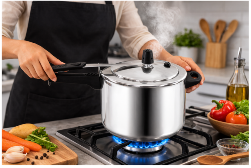 Olla a Presión Multifuncional de Aluminio para Cocción Rápida y Segura