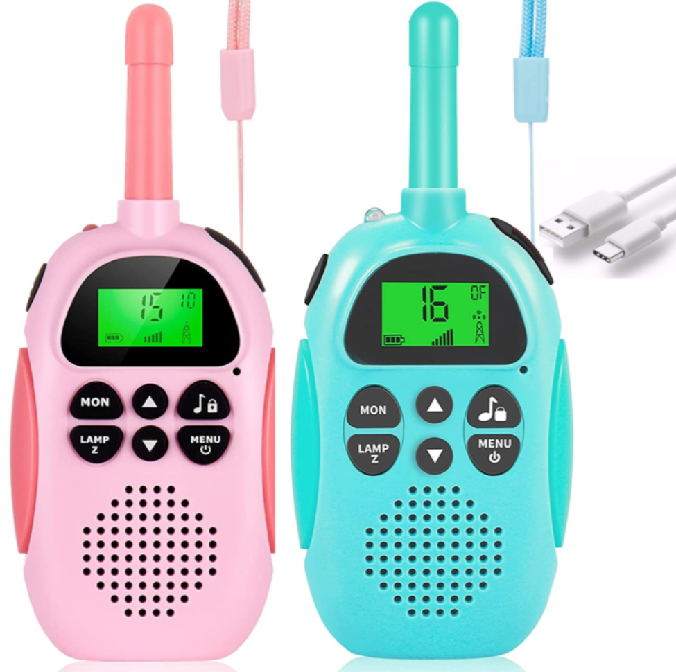 2 Walkie Tokie Niño Y Niña De Largo Alcance Recargables