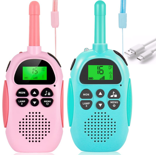 2 Walkie Tokie Niño Y Niña De Largo Alcance Recargables