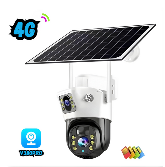 Camara Doble lente Panel Solar Simcard 4g Impermeable