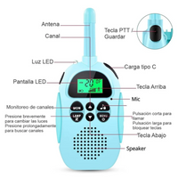 2 Walkie Tokie Niño Y Niña De Largo Alcance Recargables