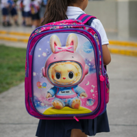 Maleta Infantil Rosada  Alumbrado Lonchera y Cartuchera