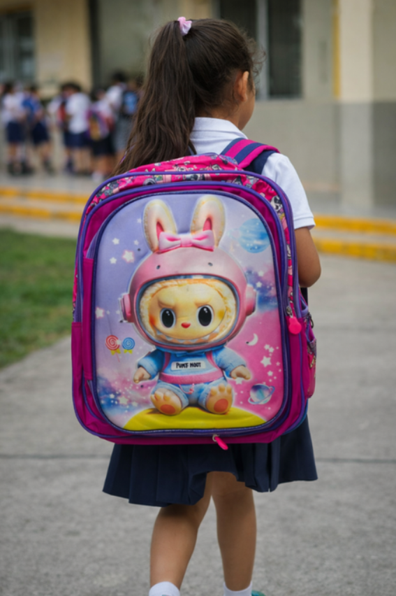 Maleta Infantil Rosada  Alumbrado Lonchera y Cartuchera