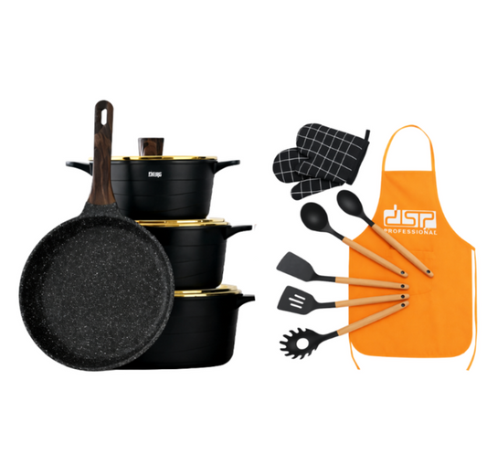 Set Juego De Ollas Con Utensilios De Cocina Multiusos 15 Piezas