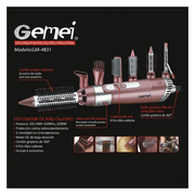 Cepillo Secador Gemei 7 En 1 Pro Moldeador Multifuncional