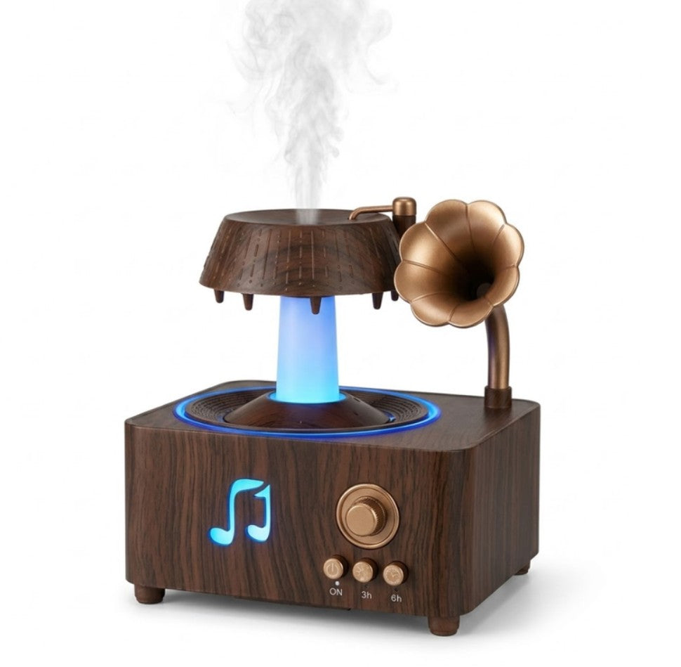 Humidificador Difusor Tocadiscos Lluvia Mas Esencia