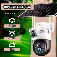 Camara Wifi Doble Lente Ptz Panel Solar Resistente Al Agua