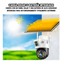 Camara Wifi Doble Lente Ptz Panel Solar Resistente Al Agua