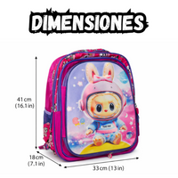 Maleta Infantil Rosada  Alumbrado Lonchera y Cartuchera