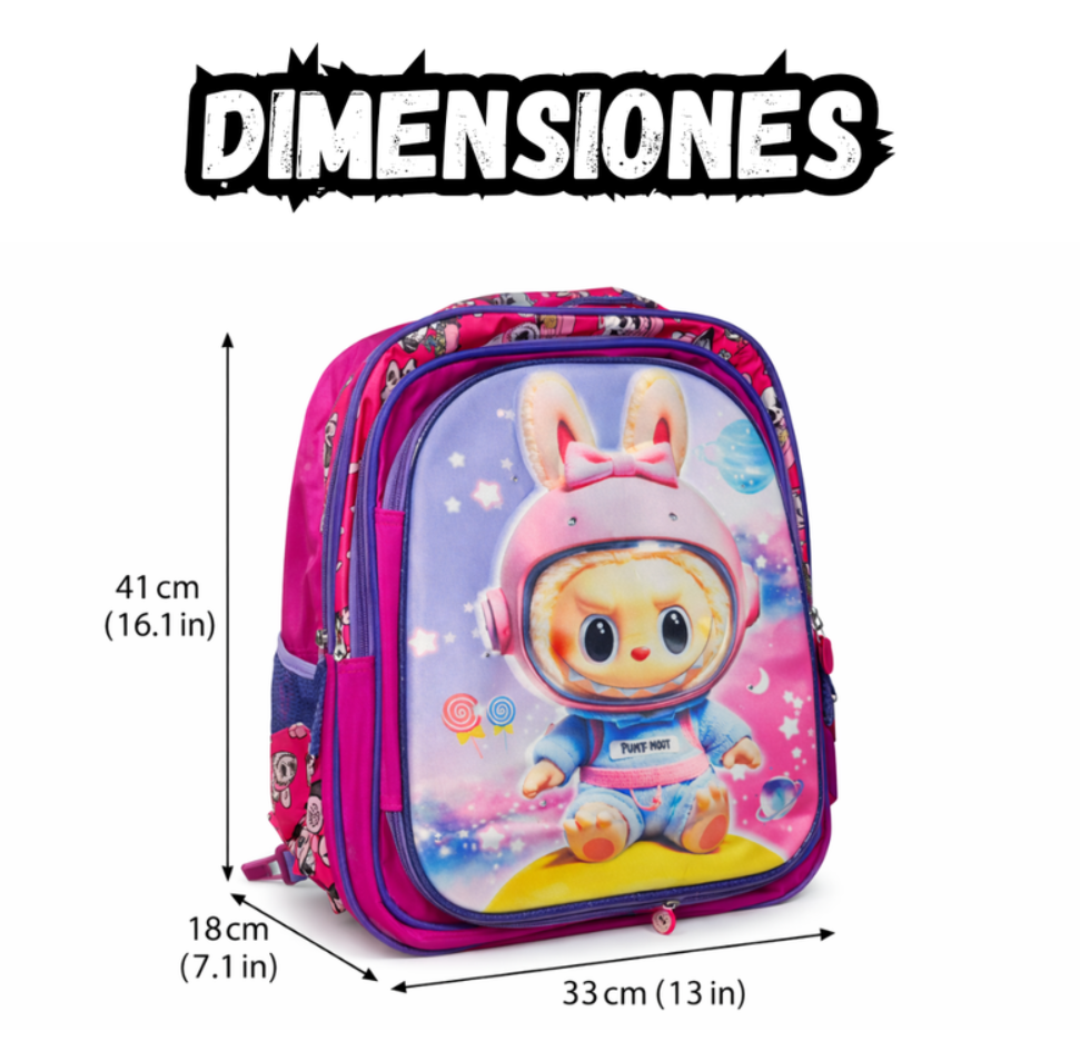 Maleta Infantil Rosada  Alumbrado Lonchera y Cartuchera