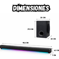 Barra de Sonido Bluetooth con Subwoofer Potente Luces LED RGB
