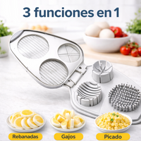 "Cortador De Huevos Y Frutas Multifuncional 3 En 1 Cocina "