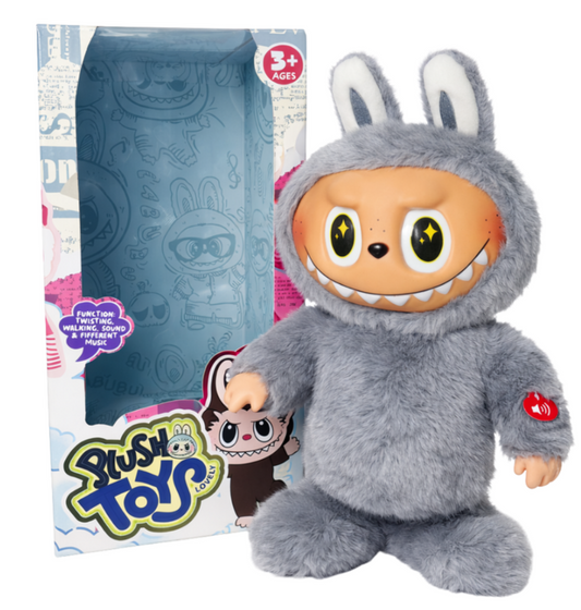 Peluche Muñeco Labubu Monsters Baila Camina Canta Gris