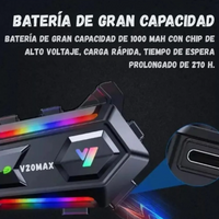 "Intercomunicador Para Casco Moto Y20 Max Negro Rgb "
