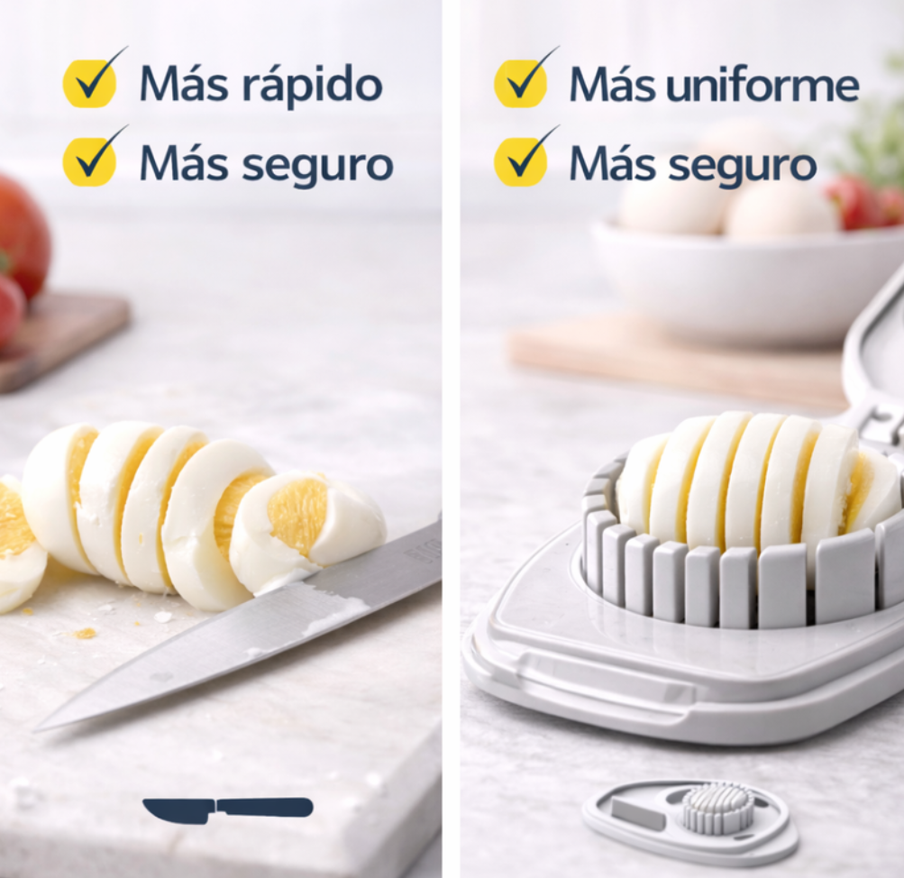 "Cortador De Huevos Y Frutas Multifuncional 3 En 1 Cocina "