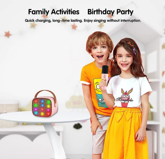 Kit Parlante Y Micrófono Karaoke Para Niños Bluetooth Led