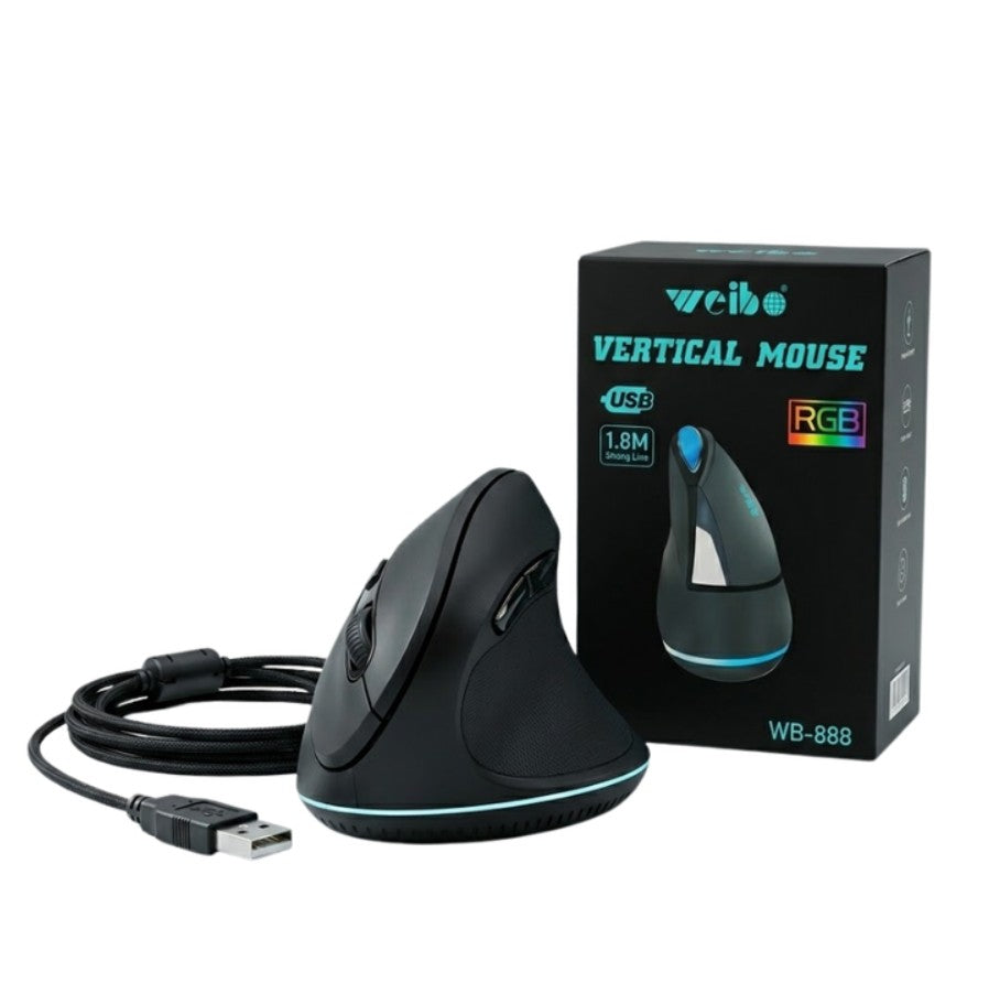 Mouse Ergonomico Vertical Weibo Wb-888 Alambrico Rgb