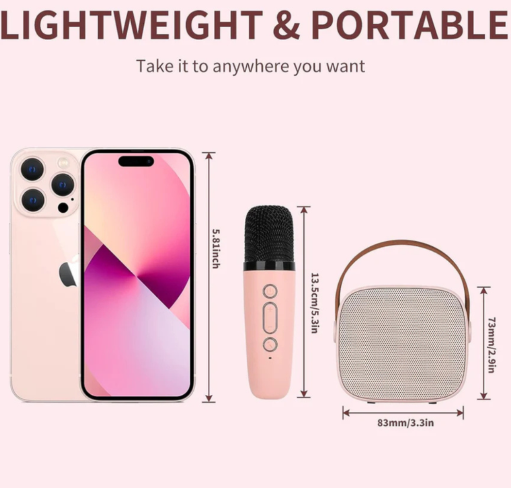 Kit Parlante Y Micrófono Karaoke Para Niños Bluetooth Led