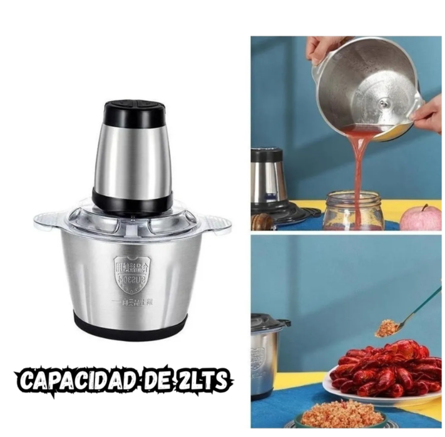 Picadora electrica procesadora de alimentos multifuncional 2lts