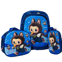 Maleta Para Niño Azul  Alumbrado Mas Cartuchera y Lonchera